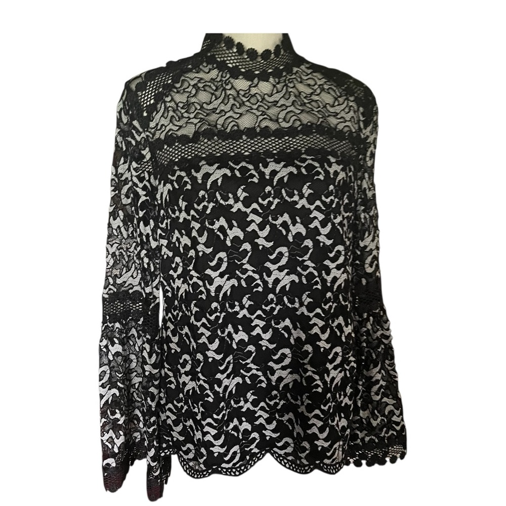 ***SOLD***Boston Proper Black Lace Bell Sleeve New without tags exquisite top.